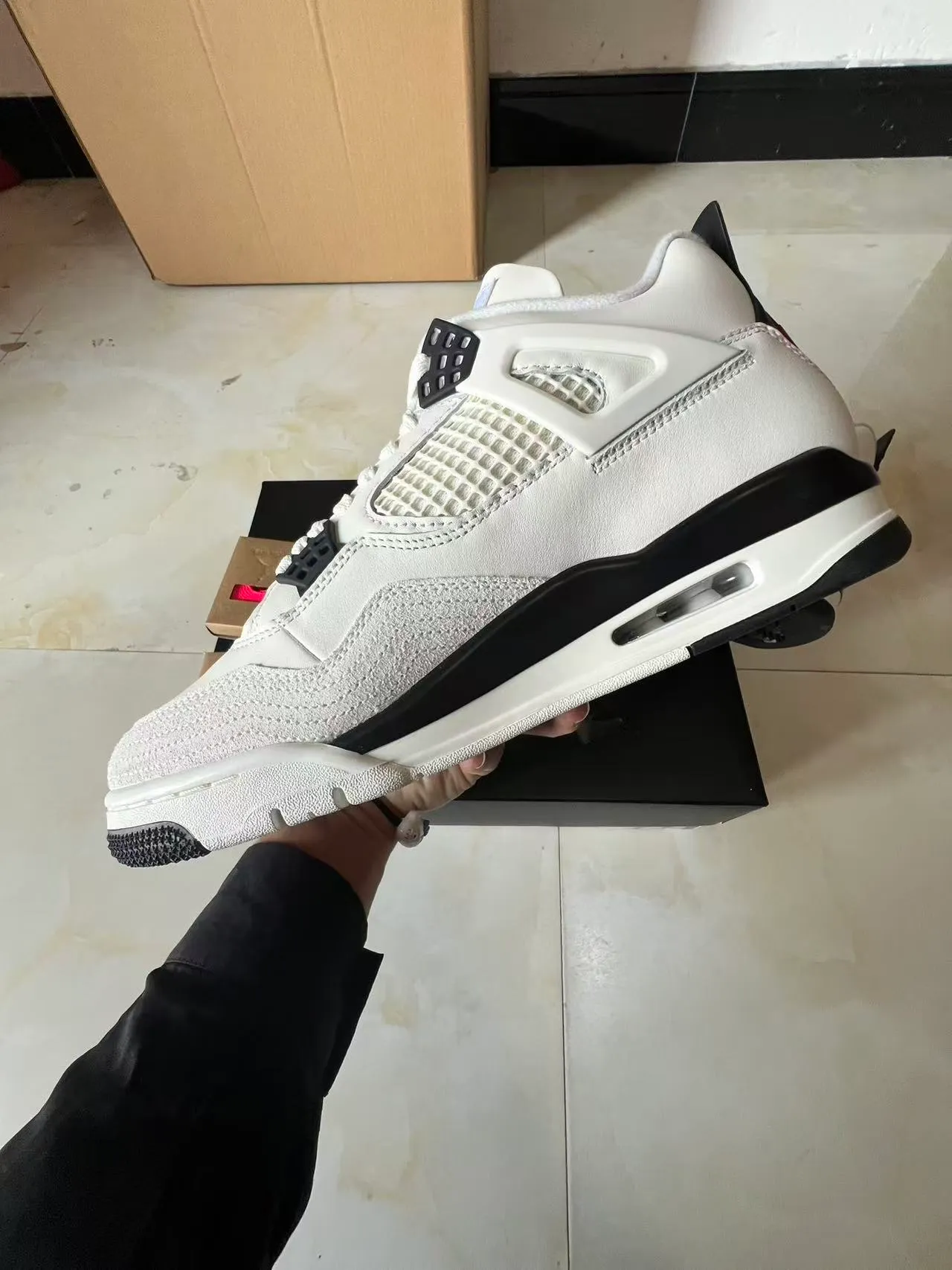 Air Jordan 4 White Black Red Basketball Shoes 5