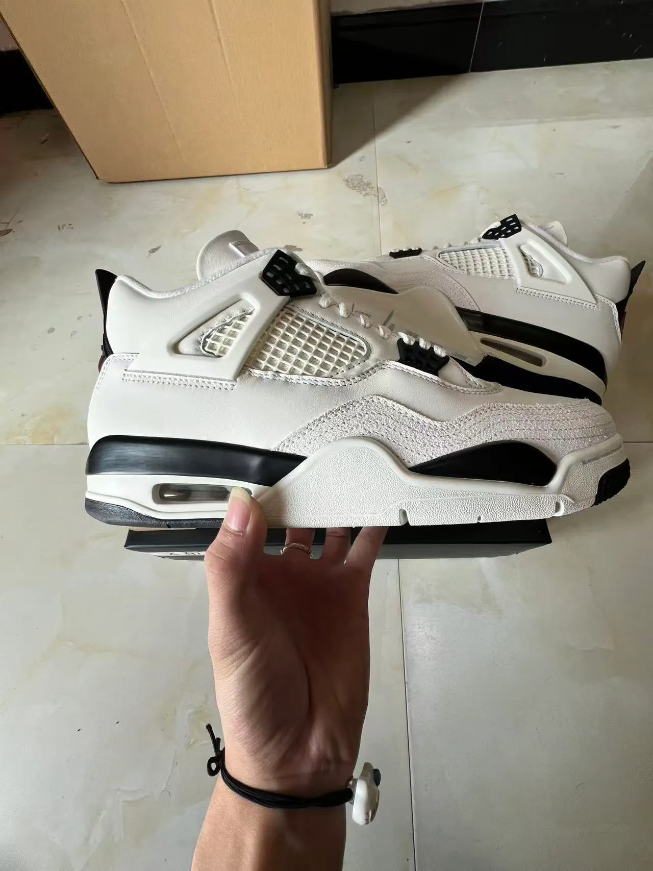 Air Jordan 4 White Black Red Basketball Shoes 7