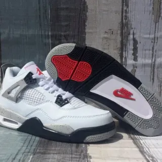 Air Jordan 4 White Black Red Cement Basketball Shoes
