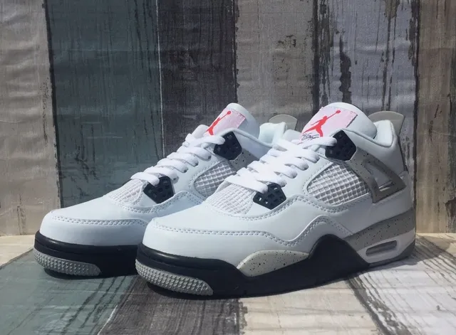 Air Jordan 4 White Black Red Cement Basketball Shoes 3