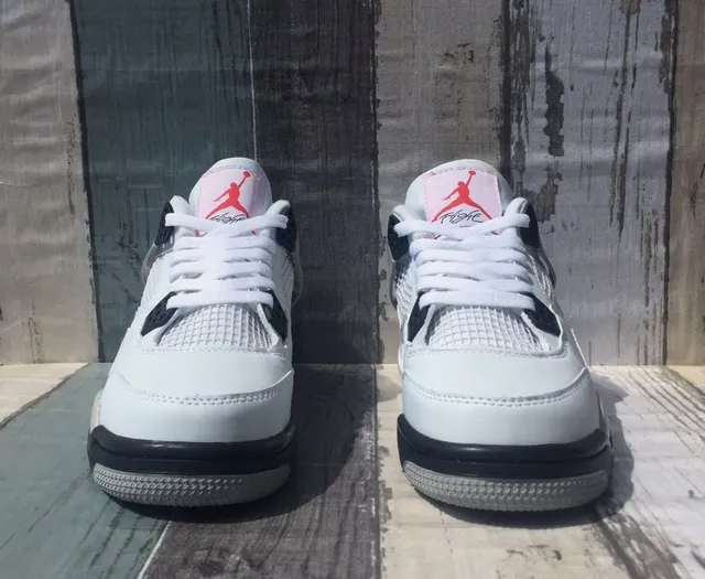 Air Jordan 4 White Black Red Cement Basketball Shoes 4