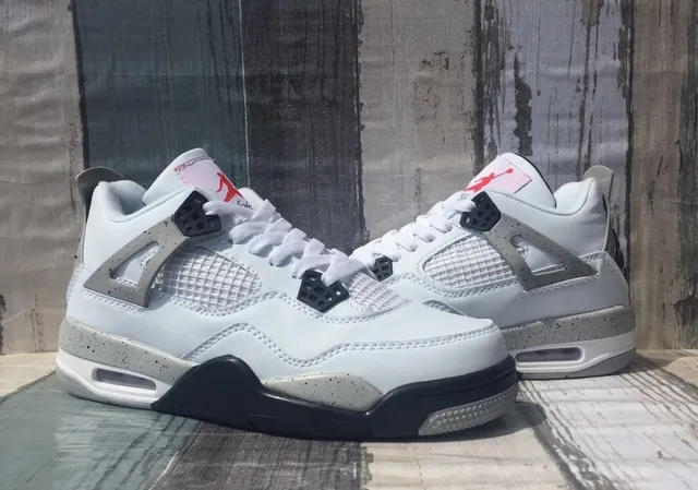 Air Jordan 4 White Black Red Cement Basketball Shoes 5