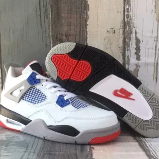 Air Jordan 4 White Blue Red Basketball Shoes