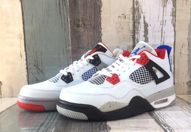 Air Jordan 4 Tênis de basquete branco azul vermelho 3