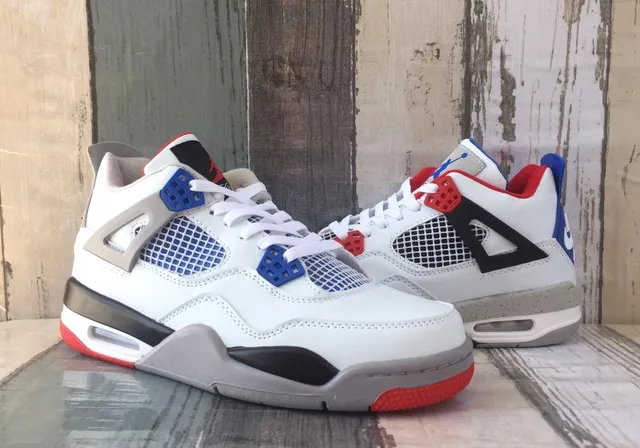Air Jordan 4 Tênis de basquete branco azul vermelho 4