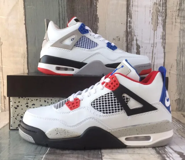 Air Jordan 4 Tênis de basquete branco azul vermelho 5