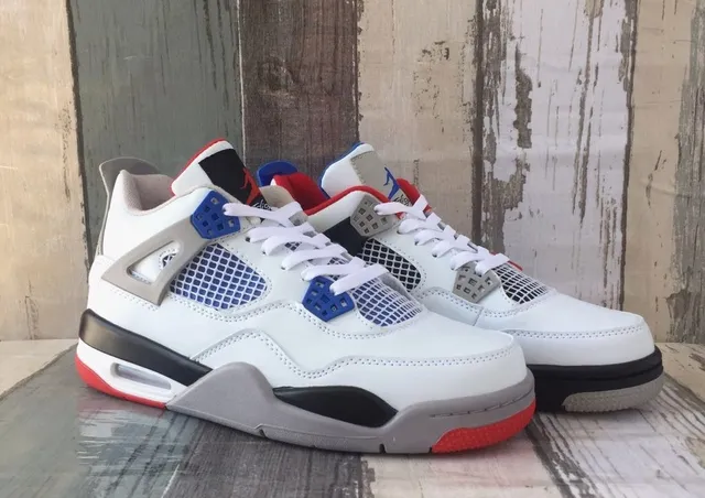 Air Jordan 4 Tênis de basquete branco azul vermelho 7