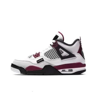 Air Jordan 4 White Burgundy Black Basketball Shoes