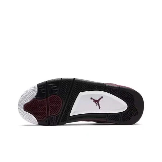 Air Jordan 4 White Burgundy Black Basketball Shoes 2