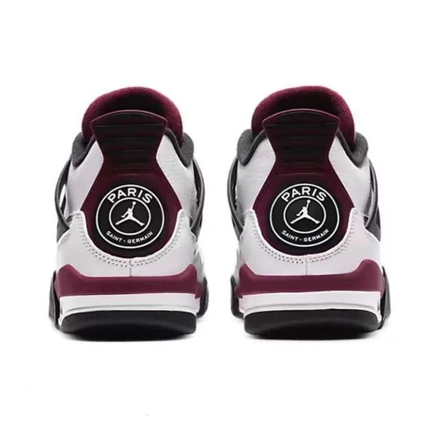 Air Jordan 4 White Burgundy Black Basketball Shoes 3