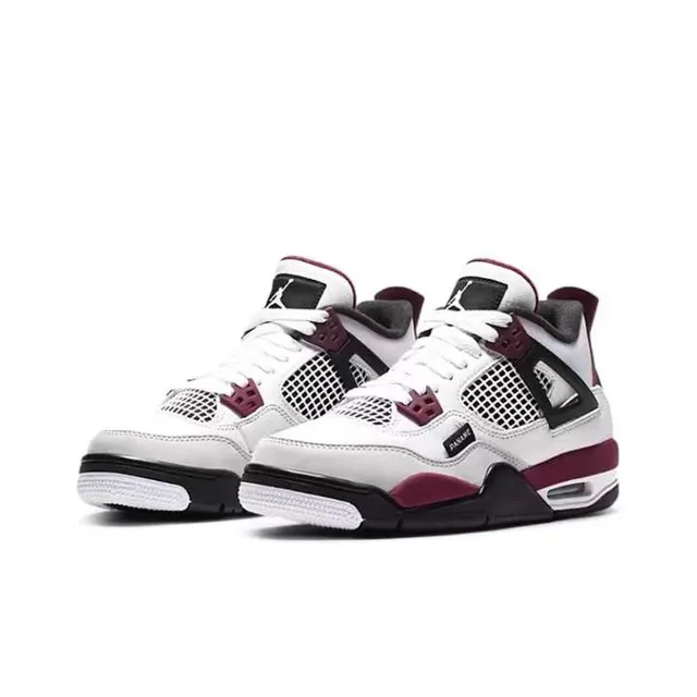 Air Jordan 4 White Burgundy Black Basketball Shoes 5