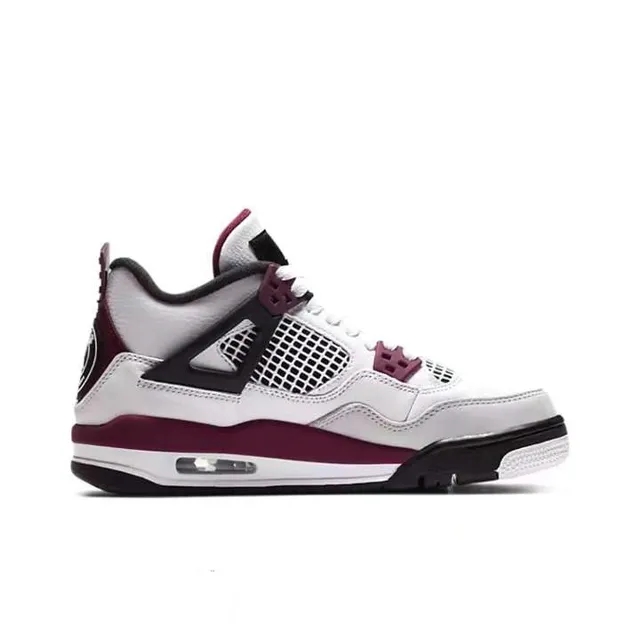 Air Jordan 4 White Burgundy Black Basketball Shoes 6