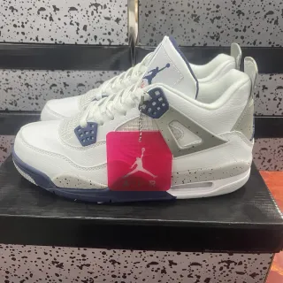 Air Jordan 4 Blanco Marino Salpicado Zapatos de Baloncesto