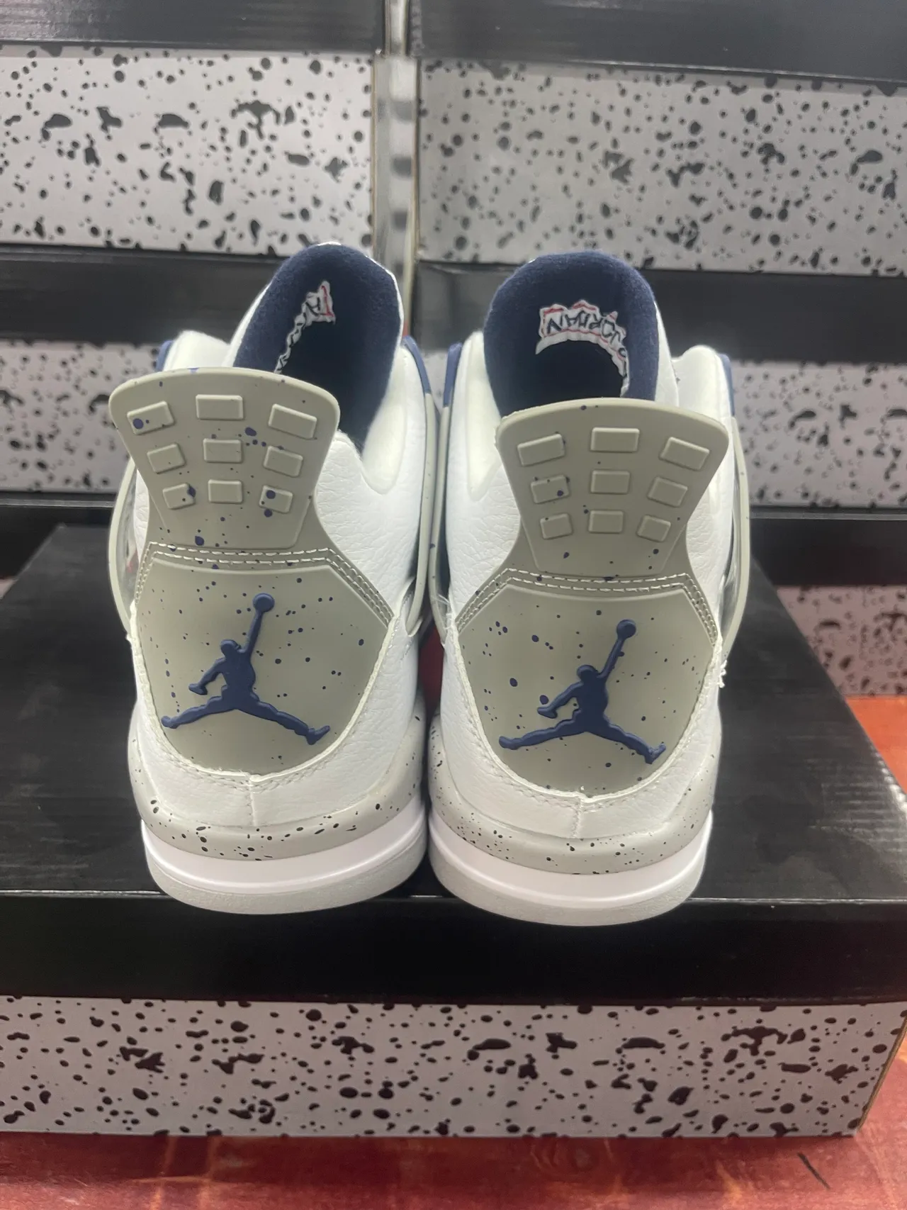 Air Jordan 4 White Navy Speckled Basketball Shoes 3