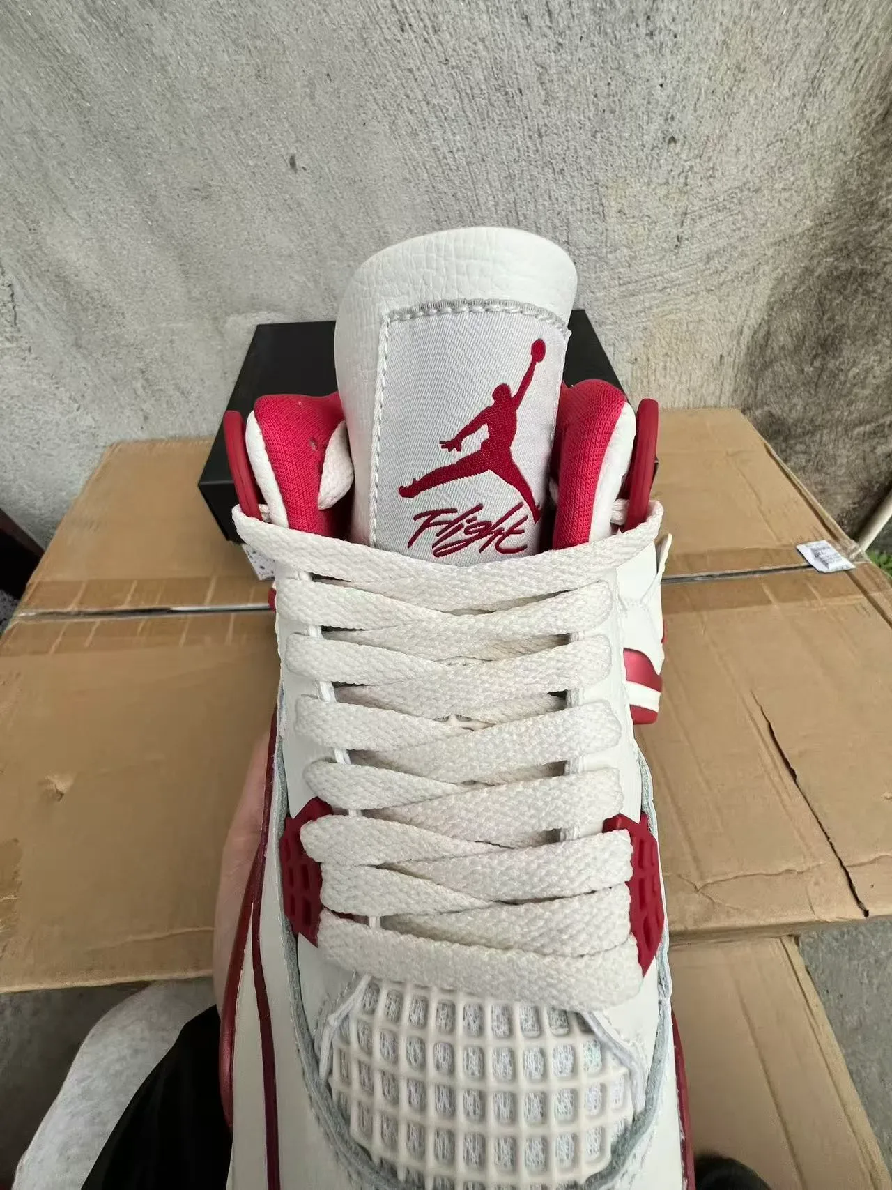 Air Jordan 4 branco e vermelho tênis de basquete 4