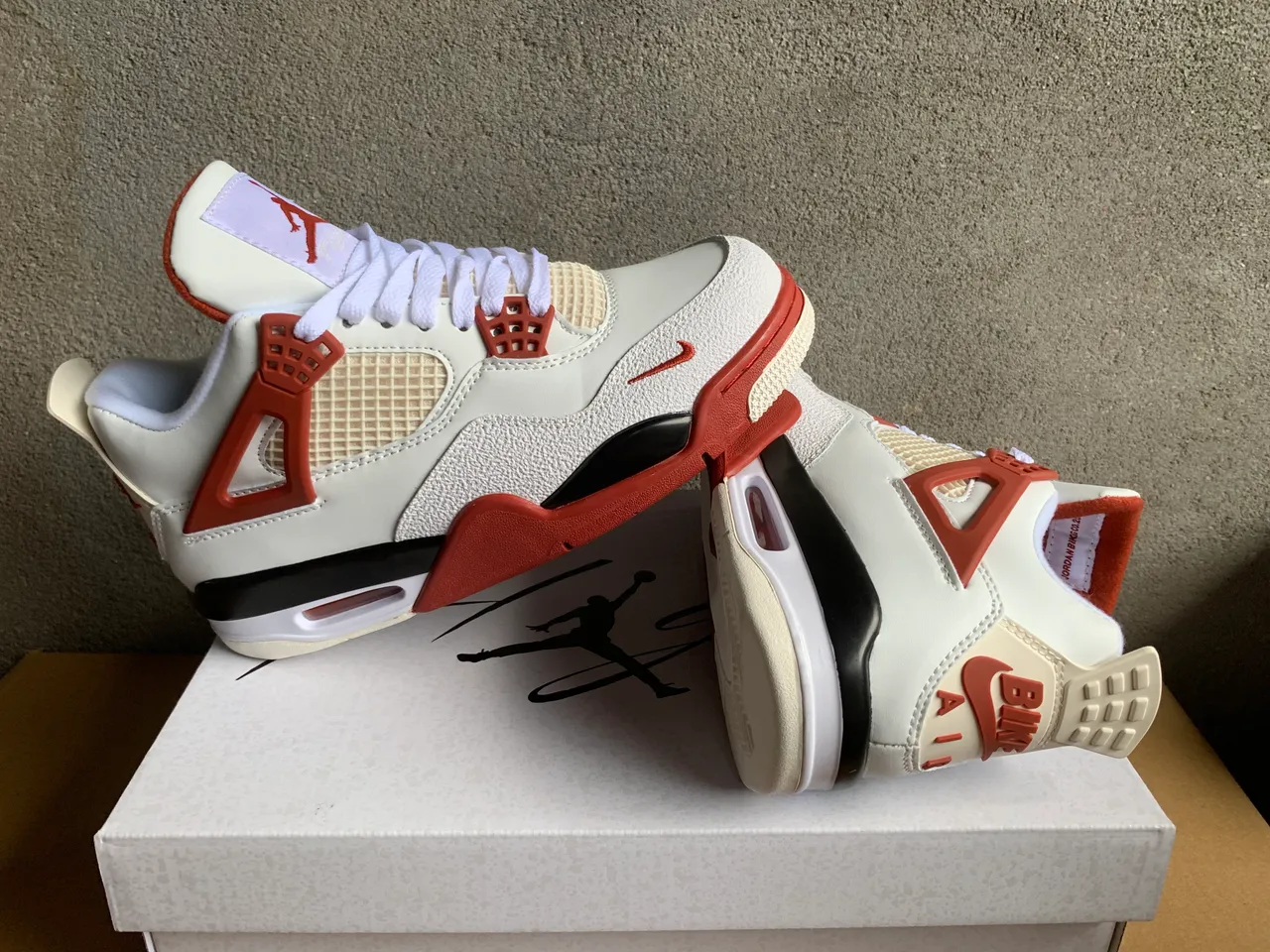 Air Jordan 4 White Red Basketball Shoes 5