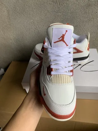 Air Jordan 4 White Red Basketball Shoes 10