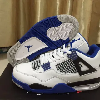 Air Jordan 4 Zapatos de Baloncesto Blancos Azul Real Negro