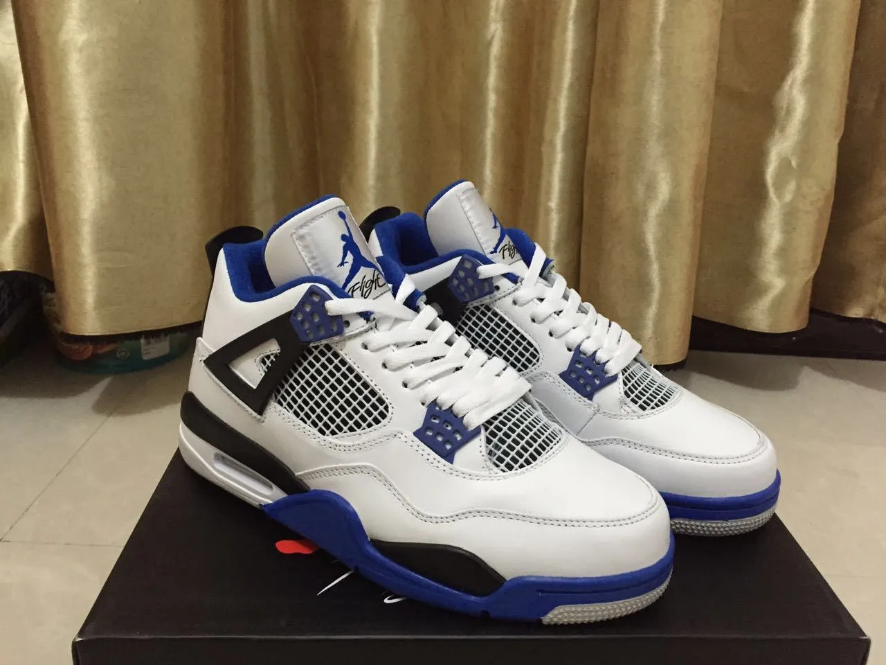 Air Jordan 4 White Royal Blue Black Basketball Shoes 2