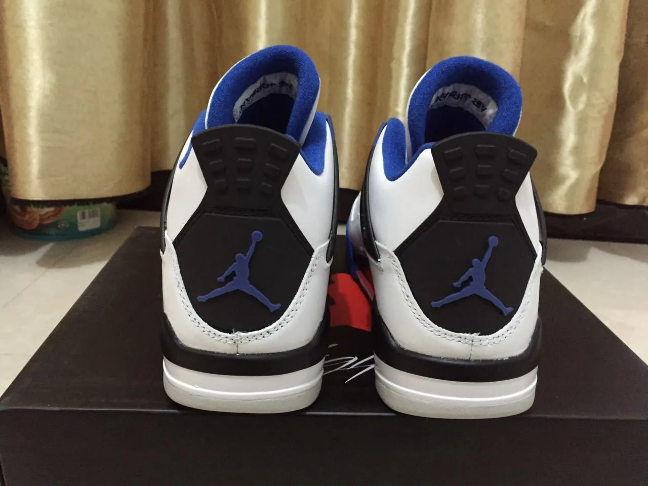 Air Jordan 4 White Royal Blue Black Basketball Shoes 3