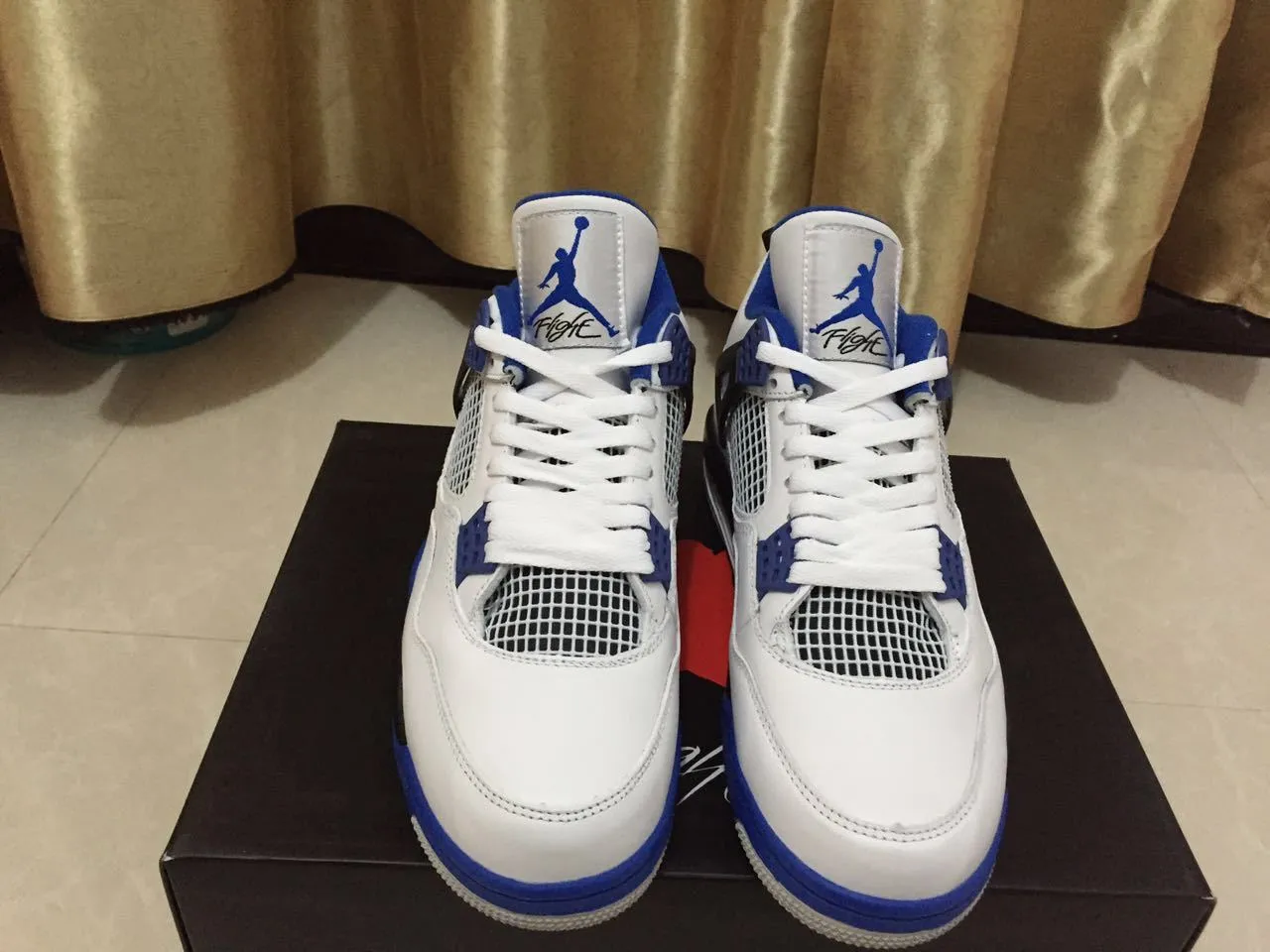 Air Jordan 4 White Royal Blue Black Basketball Shoes 4