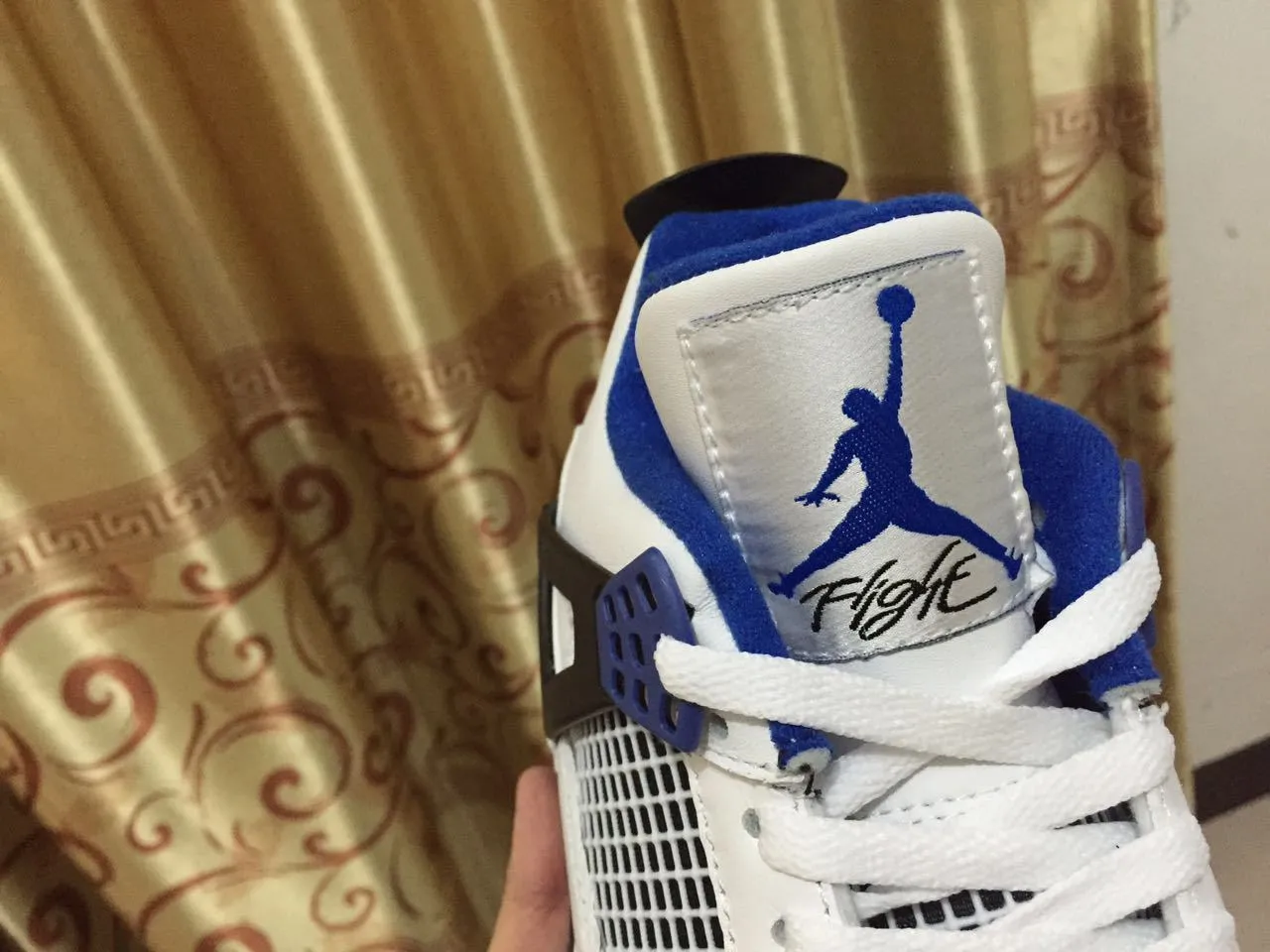 Air Jordan 4 White Royal Blue Black Basketball Shoes 6