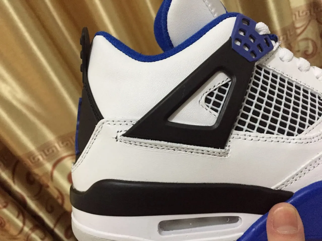 Air Jordan 4 White Royal Blue Black Basketball Shoes 8