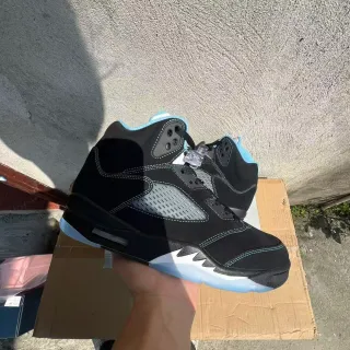 Air Jordan 5 Black Light Blue Mesh Basketball Shoes