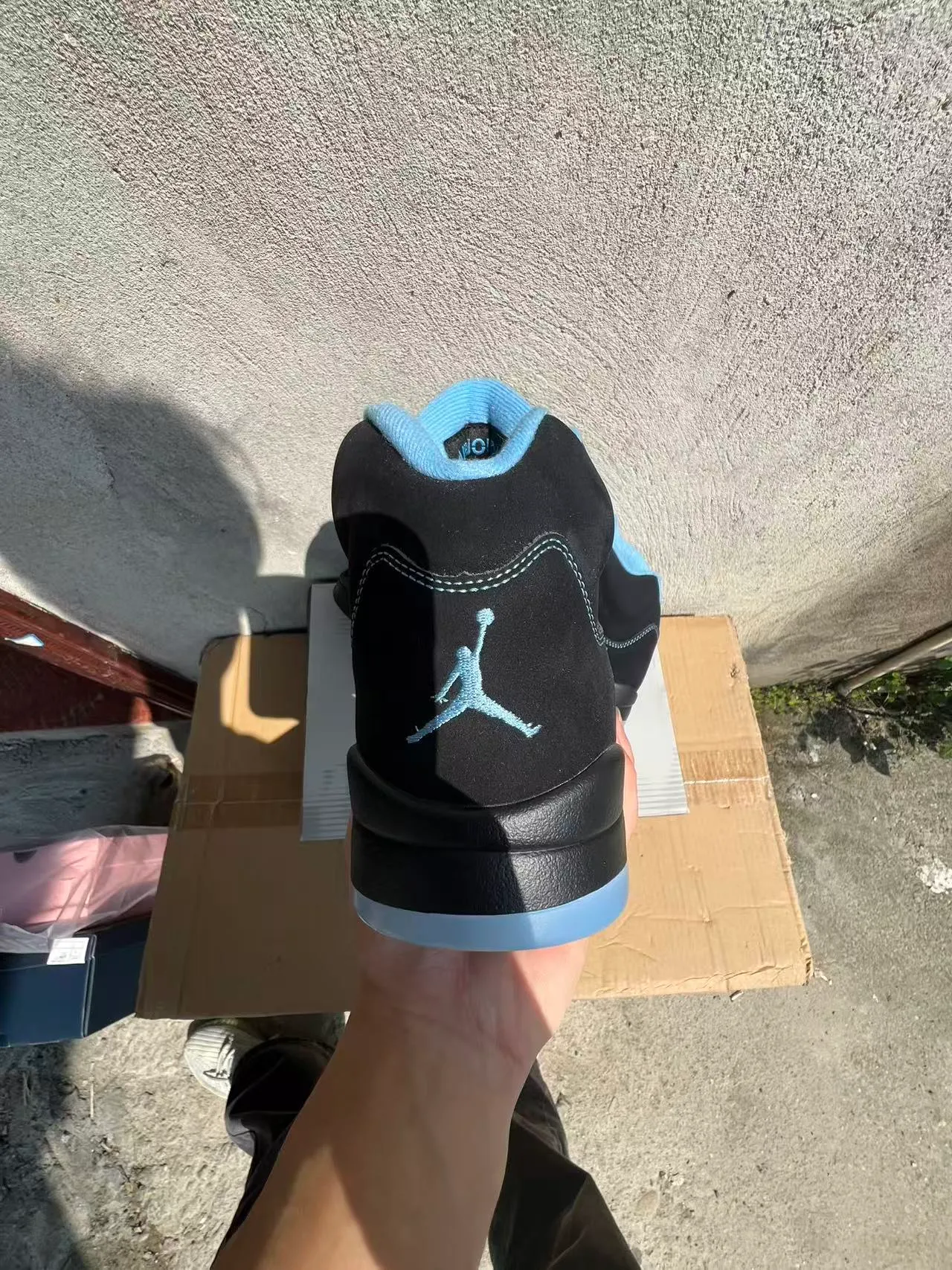Air Jordan 5 Black Light Blue Mesh Basketball Shoes 8