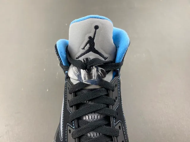Air Jordan 5 Black Light Blue Suede Basketball Shoes 3