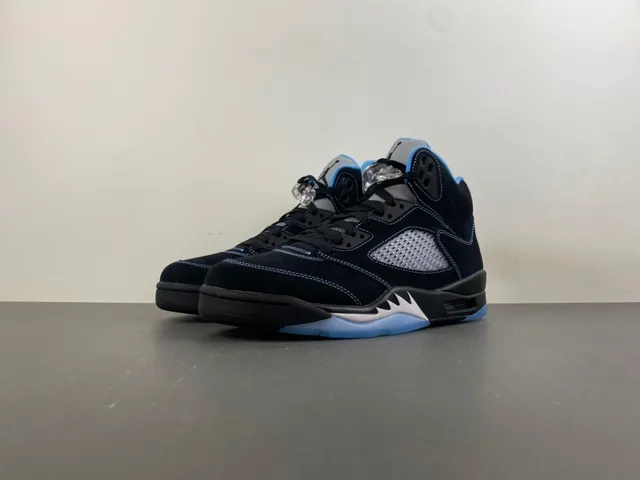 Air Jordan 5 Black Light Blue Suede Basketball Shoes 7