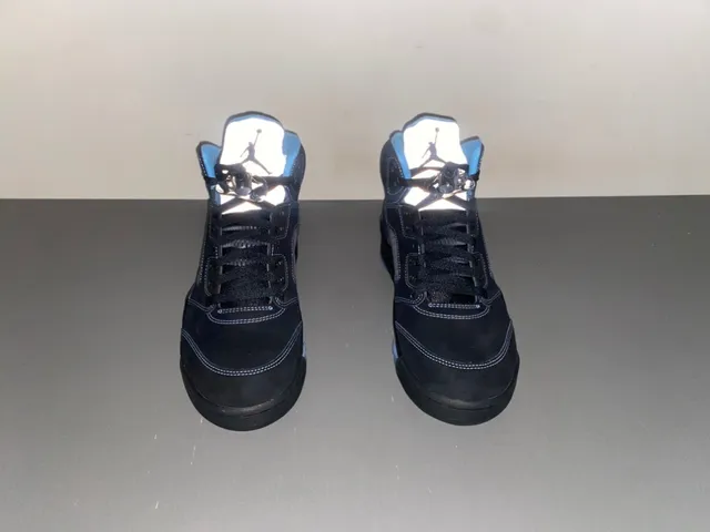 Air Jordan 5 Black Light Blue Suede Basketball Shoes 8