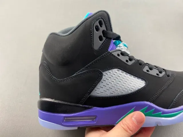 Air Jordan 5 Noir Violet Vert Chaussures de Basketball 3