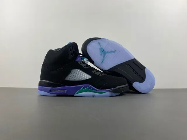 Air Jordan 5 Noir Violet Vert Chaussures de Basketball 12