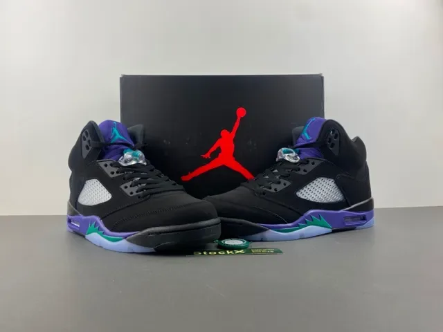Air Jordan 5 Noir Violet Vert Chaussures de Basketball 13