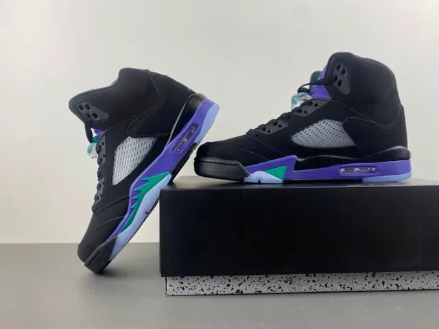 Air Jordan 5 Noir Violet Vert Chaussures de Basketball 14