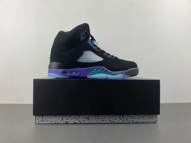 Air Jordan 5 Noir Violet Vert Chaussures de Basketball 15