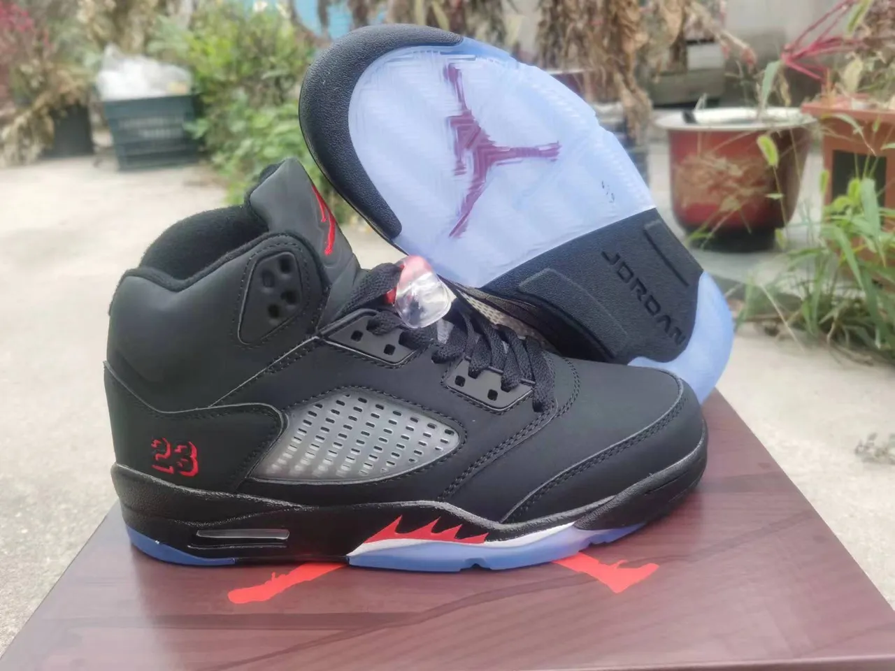 Air Jordan 5 Black Red Blue Basketball Shoes 2