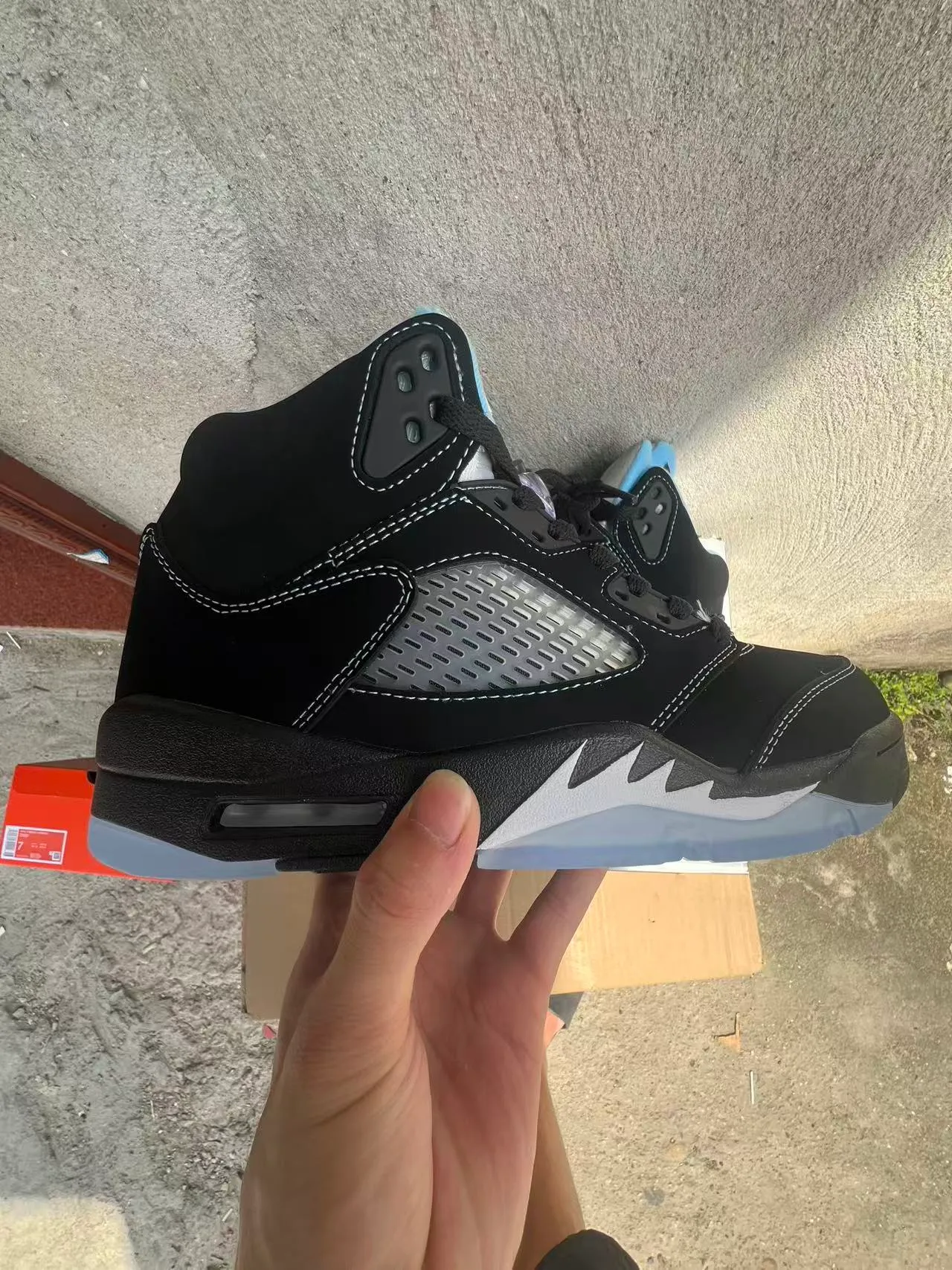 Air Jordan 5 Black White Translucent Sole Basketball Shoes 7