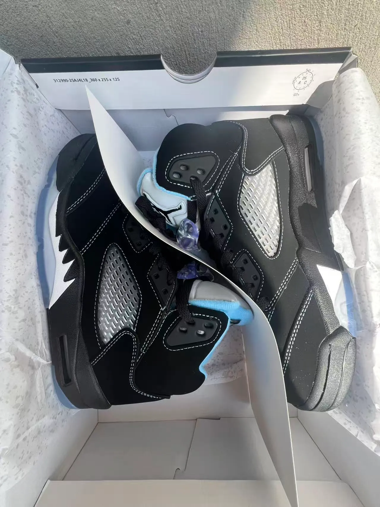 Air Jordan 5 Black White Translucent Sole Basketball Shoes 9