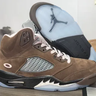 Air Jordan 5 Brown Blue High-Top Suede Upper Basketball Shoes