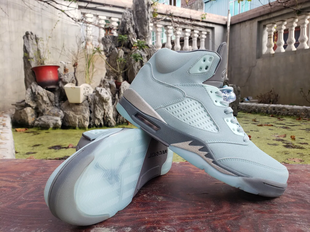 Air Jordan 5 Pale Ice Blue Gray Basketball Shoes 2