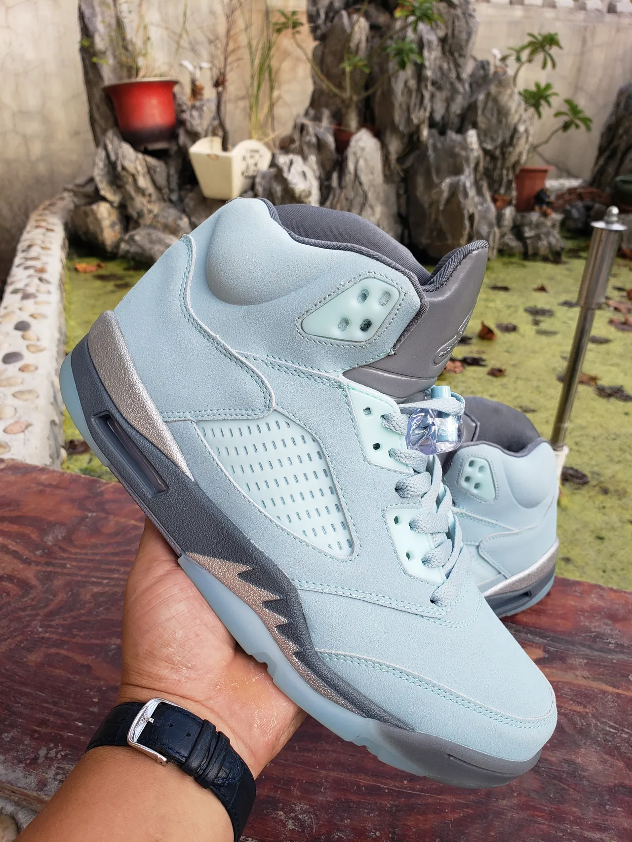 Air Jordan 5 Pale Ice Blue Gray Basketball Shoes 6