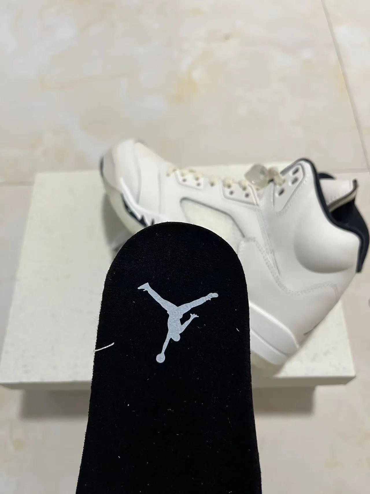 Air Jordan 5 White Black High-Top Leather And Mesh Basketball Shoes 3