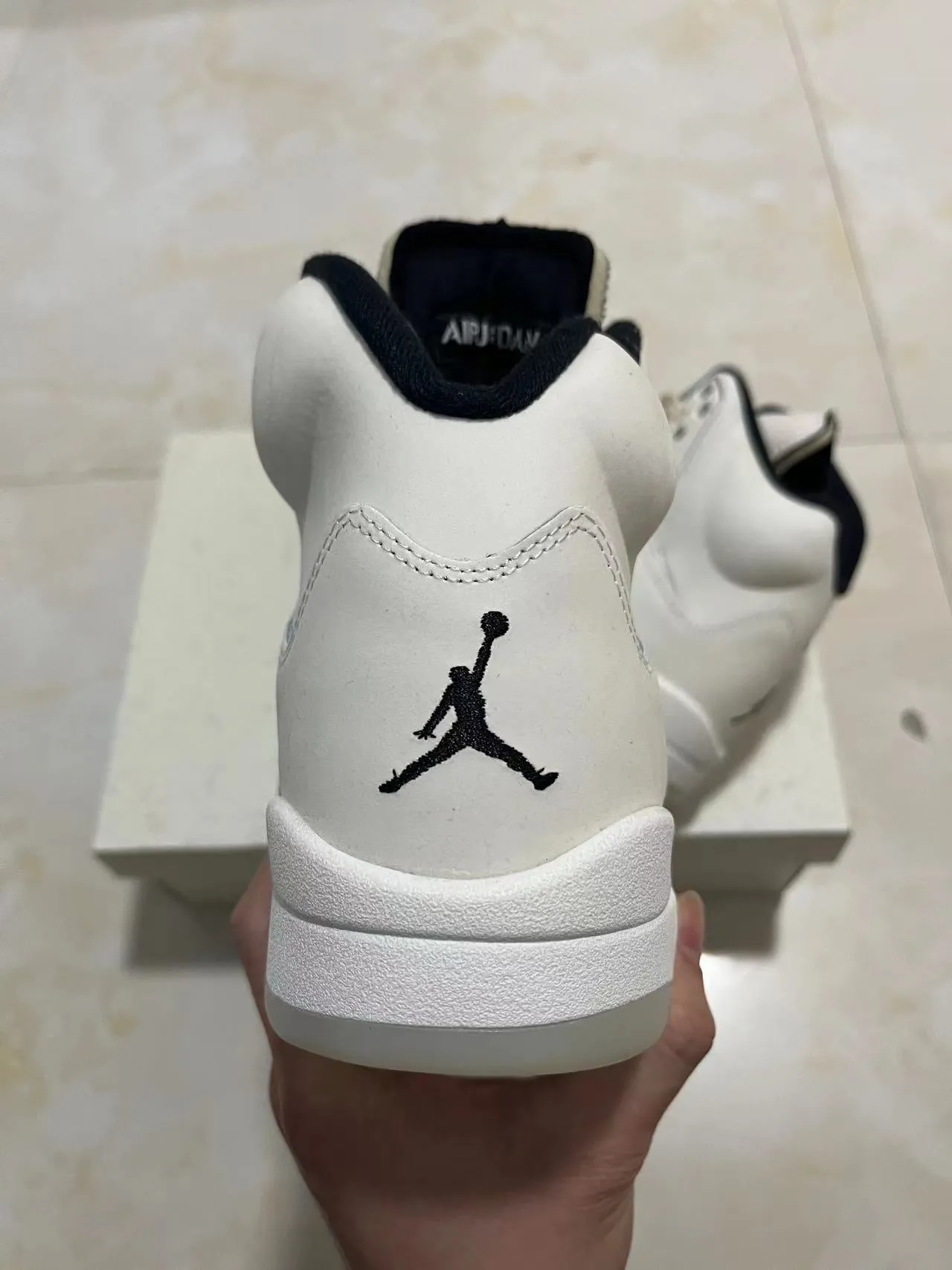 Air Jordan 5 White Black High-Top Leather And Mesh Basketball Shoes 10