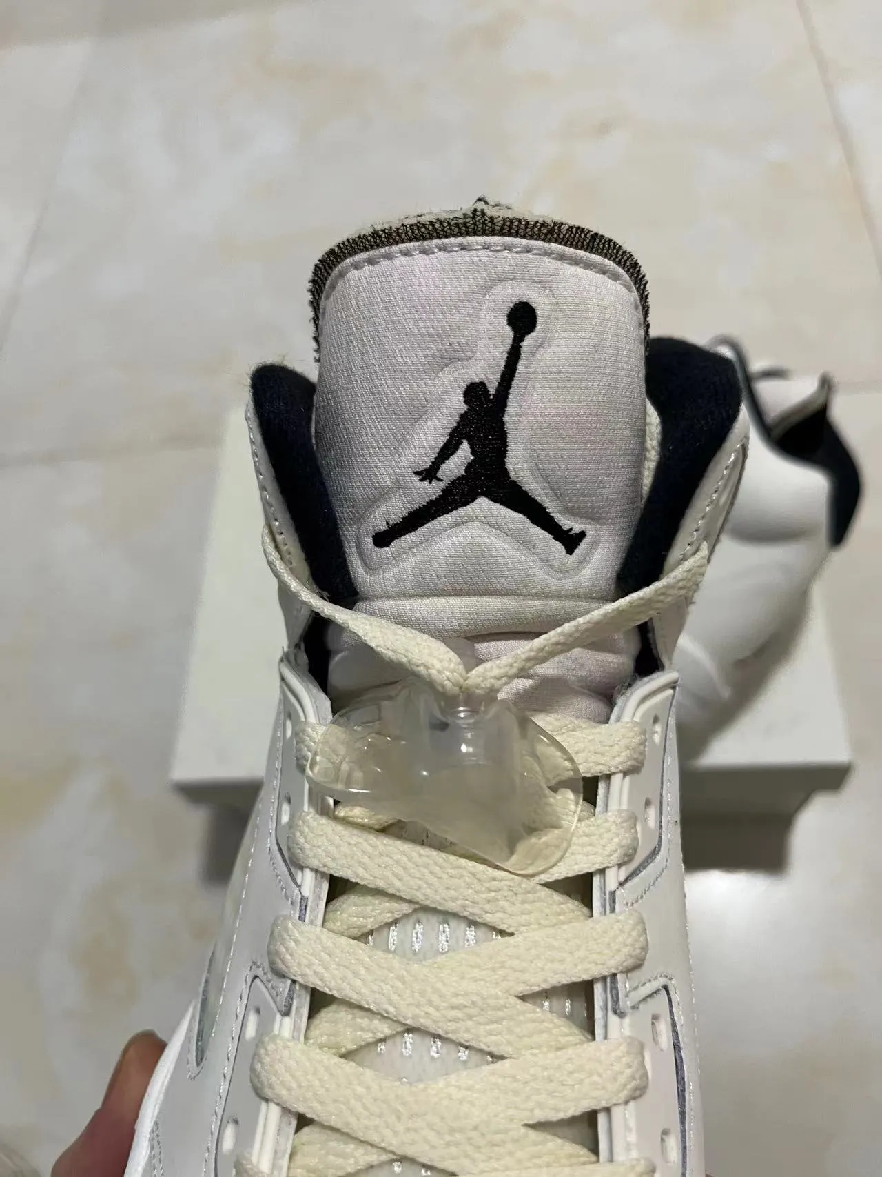 Air Jordan 5 White Black High-Top Leather And Mesh Basketball Shoes 6