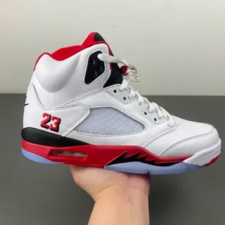 Air Jordan 5 White Red Black Basketball Shoes
