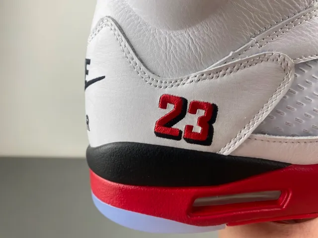 Air Jordan 5 White Red Black Basketball Shoes 3