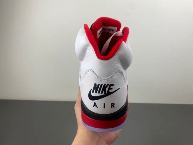 Air Jordan 5 White Red Black Basketball Shoes 4