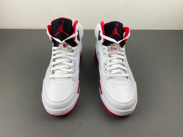 Air Jordan 5 White Red Black Basketball Shoes 9